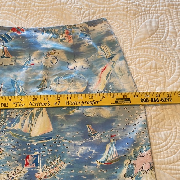 Leggiardo Blue Regatta Coastal Sailboat Print Mini Skirt Size 14 - Picture 7 of 7